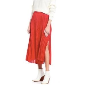 NWT Chelsea & Violet Red Accordion Pleated A-line Midi Skirt, Size L
